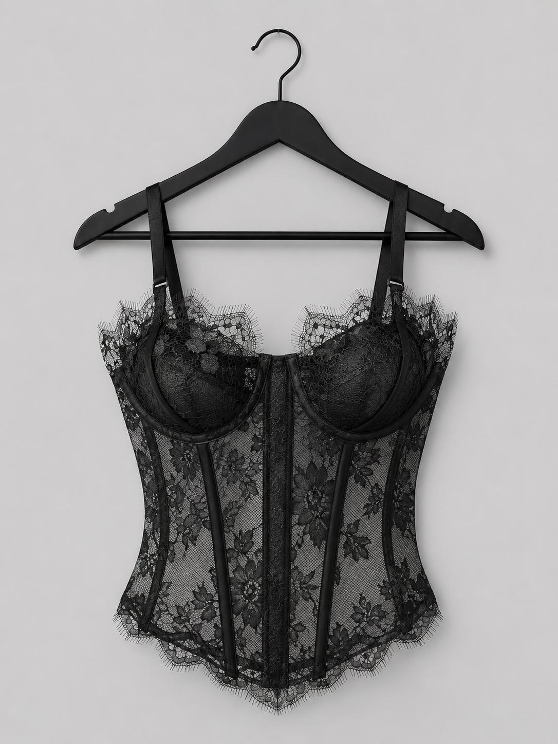 CORSET NEGRO ENCAJE LARGO